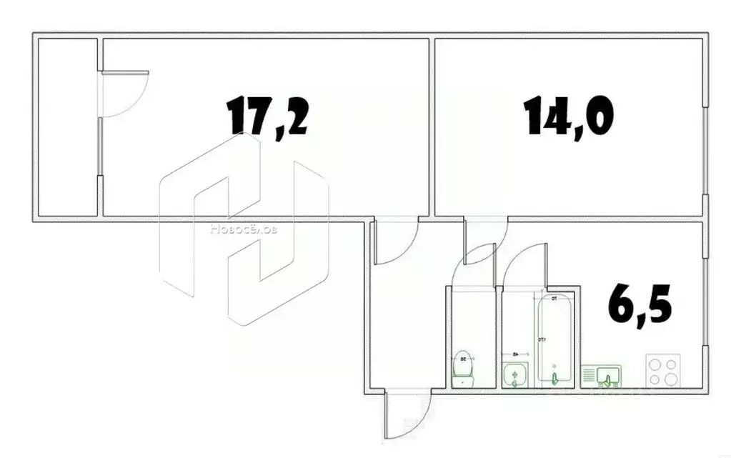 2-к кв. Мордовия, Саранск ул. Косарева, 90А (47.2 м) - Фото 1