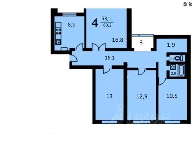4-к кв. Москва Керамический проезд, 49К1 (84.0 м) - Фото 2