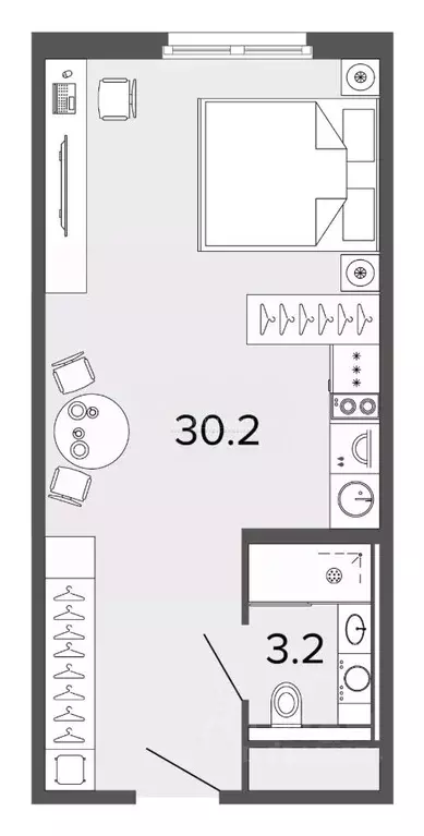 Студия Санкт-Петербург Заозерная ул., 3к3 (33.1 м) - Фото 0