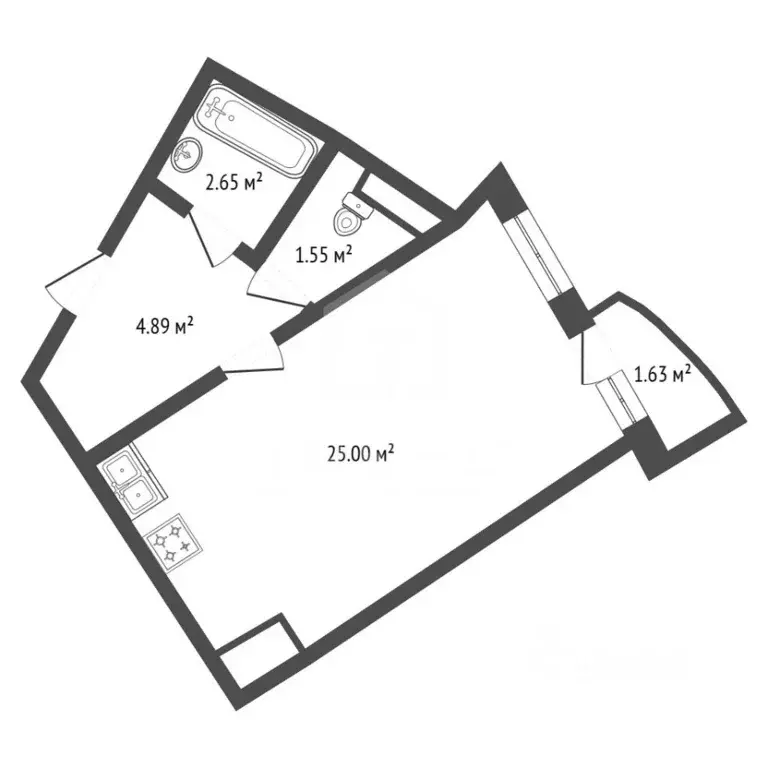 Студия Санкт-Петербург Усть-Славянка тер., ул. Заводская, 15 (34.1 м) - Фото 1