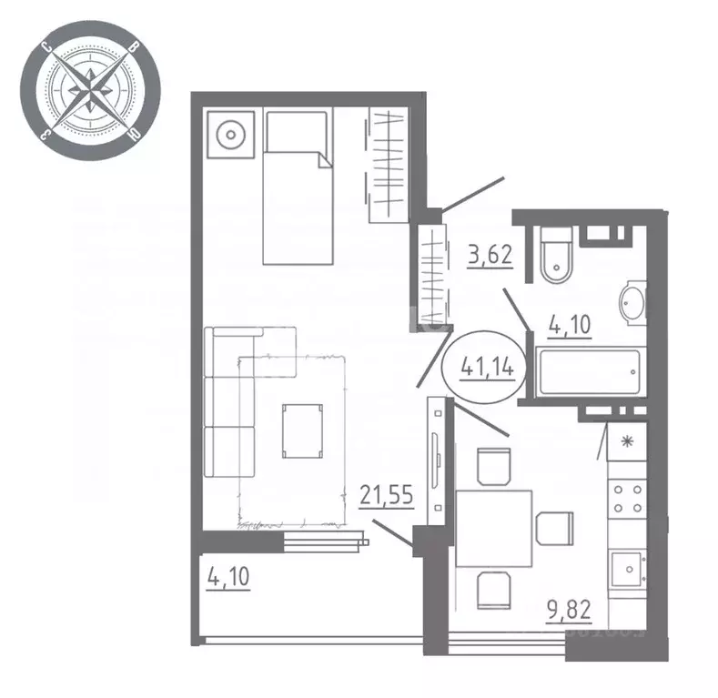 1-к кв. Орловская область, Орел Раздольная ул., 29 (42.9 м) - Фото 2