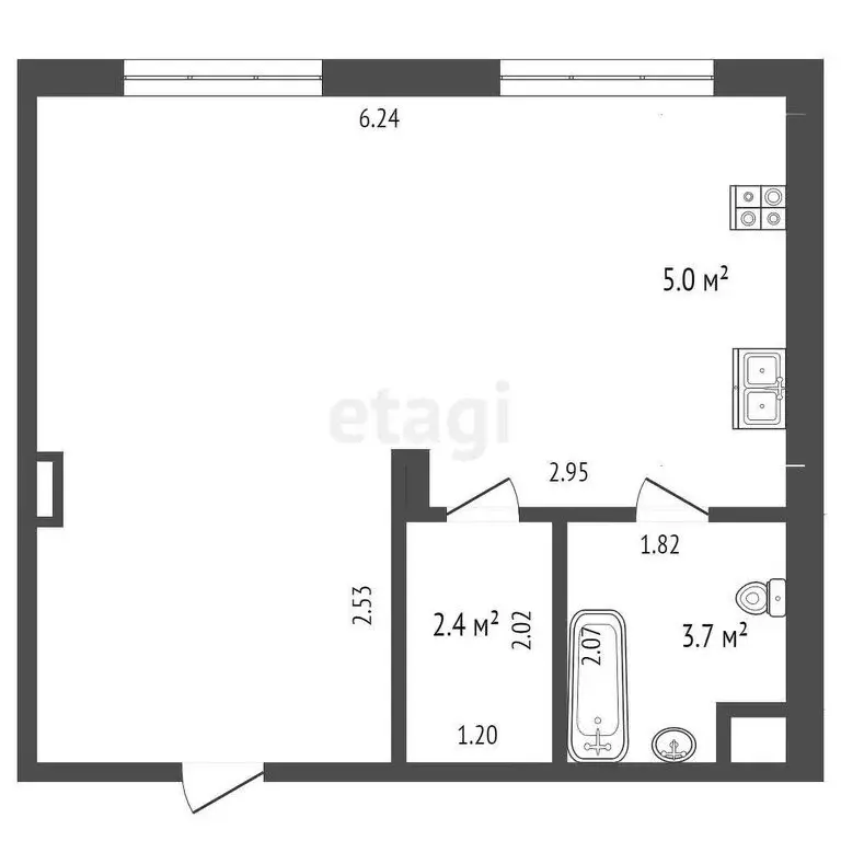Квартира-студия: Анапа, улица Крылова, 15к3 (34.4 м) - Фото 1