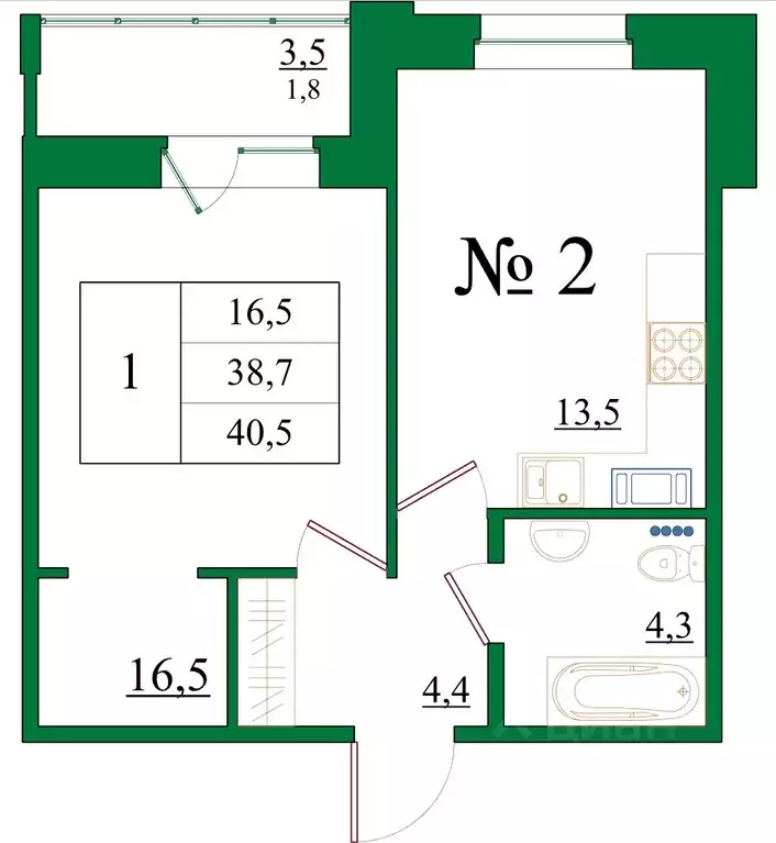 1-к кв. Ленинградская область, Гатчина Красносельское ш., 4А (40.5 м) - Фото 0