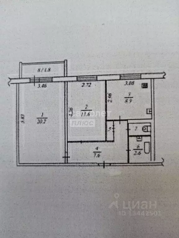 2-к кв. Татарстан, Нижнекамск ул. Сююмбике, 75 (52.8 м) - Фото 2