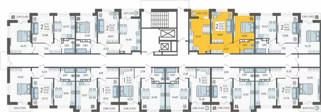 2-комнатная квартира: Краснодар, жилой комплекс Смородина (52.97 м) - Фото 1