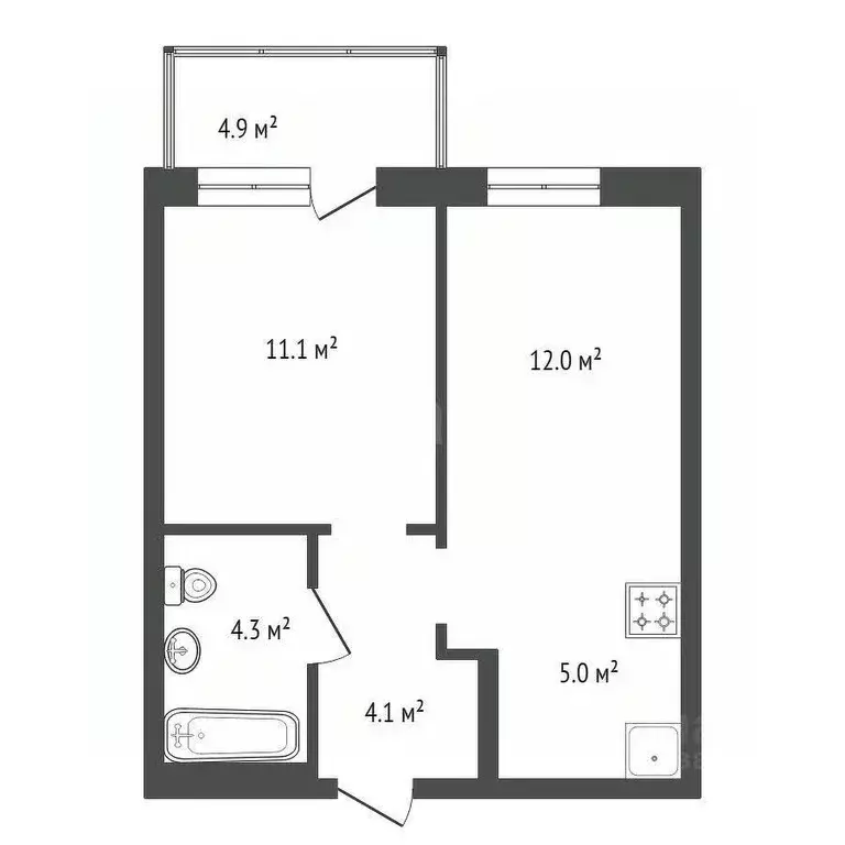 2-к кв. Красноярский край, Красноярск ул. Лесников, 49 (37.9 м) - Фото 1