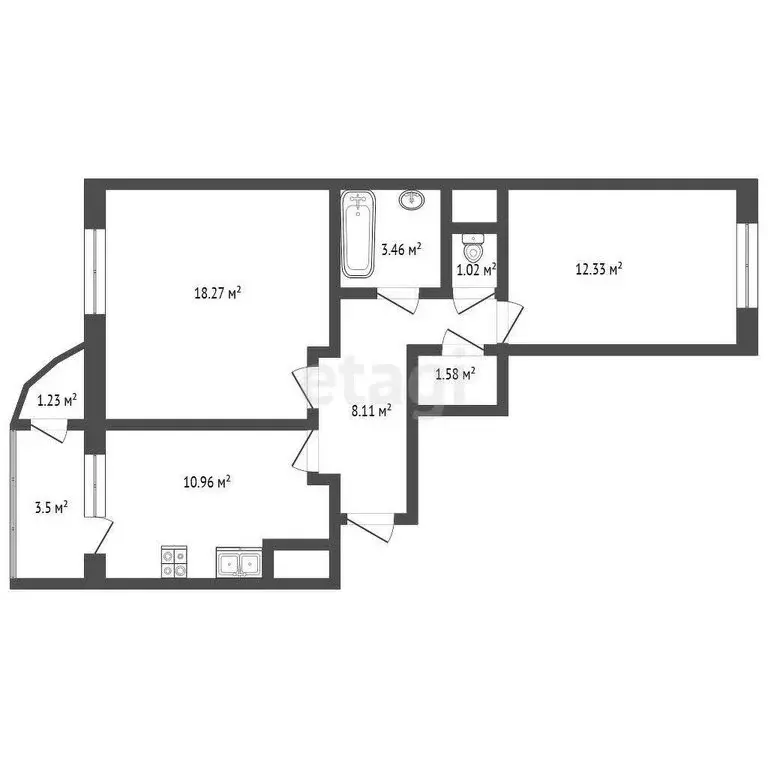 2-комнатная квартира: Балашиха, улица Дмитриева, 32 (60.4 м) - Фото 0