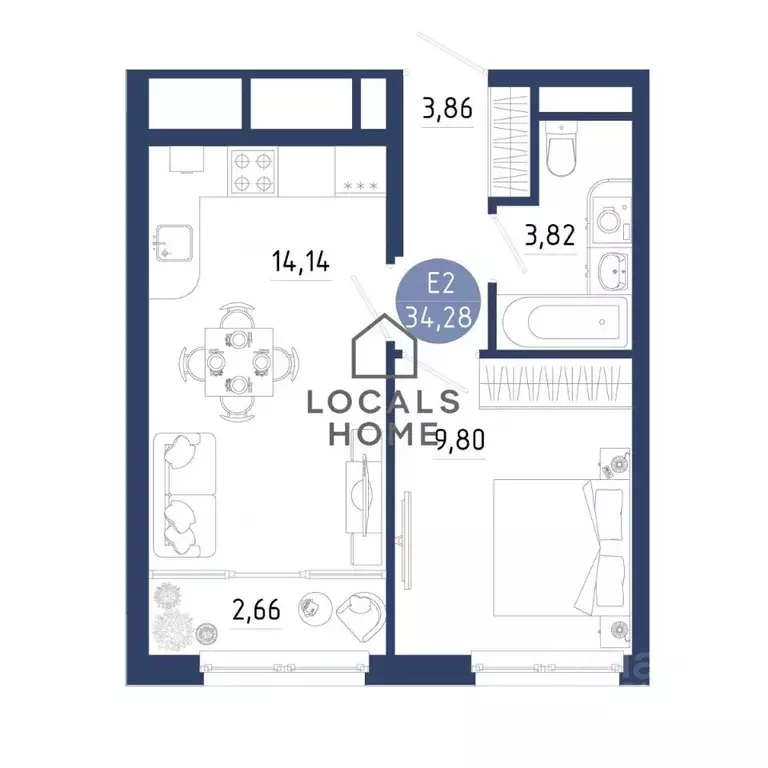 1-к кв. Рязанская область, Рязанский муниципальный округ, с. Дядьково ... - Фото 2