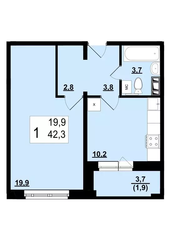 1-комнатная квартира: Ярославль, район Сокол, 2-й микрорайон (42.3 м) - Фото 1