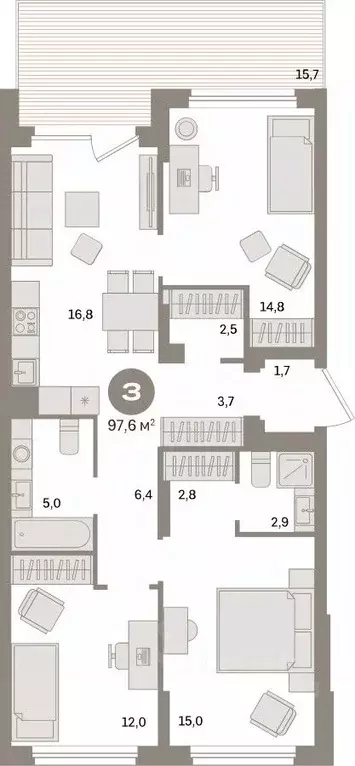 3-к кв. Свердловская область, Екатеринбург ул. Пехотинцев, 2Д (97.6 м) - Фото 0