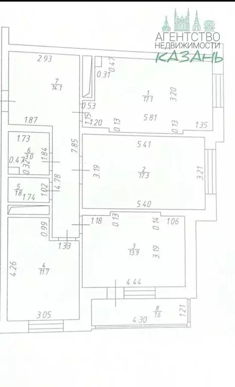 3-к кв. Татарстан, Казань ул. Оренбургский Тракт, 140Г (78.9 м) - Фото 2