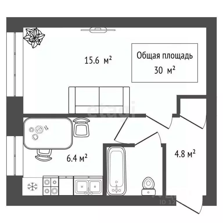 1-к кв. Новосибирская область, Новосибирск Пашино мкр, ул. ... - Фото 1