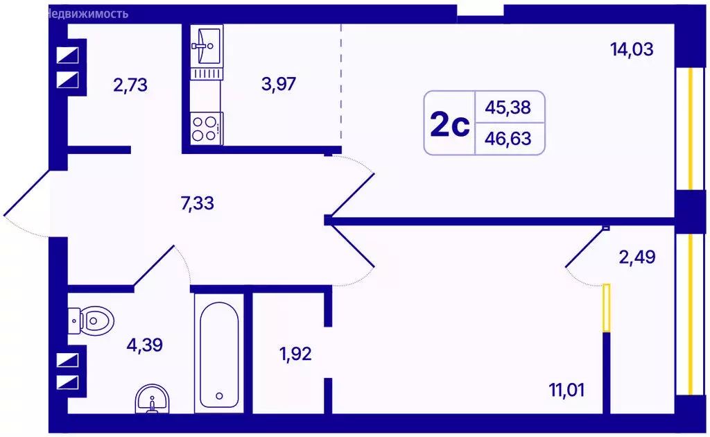 2-комнатная квартира: Новосибирск, Кировский район, Северо-Чемской ... - Фото 1