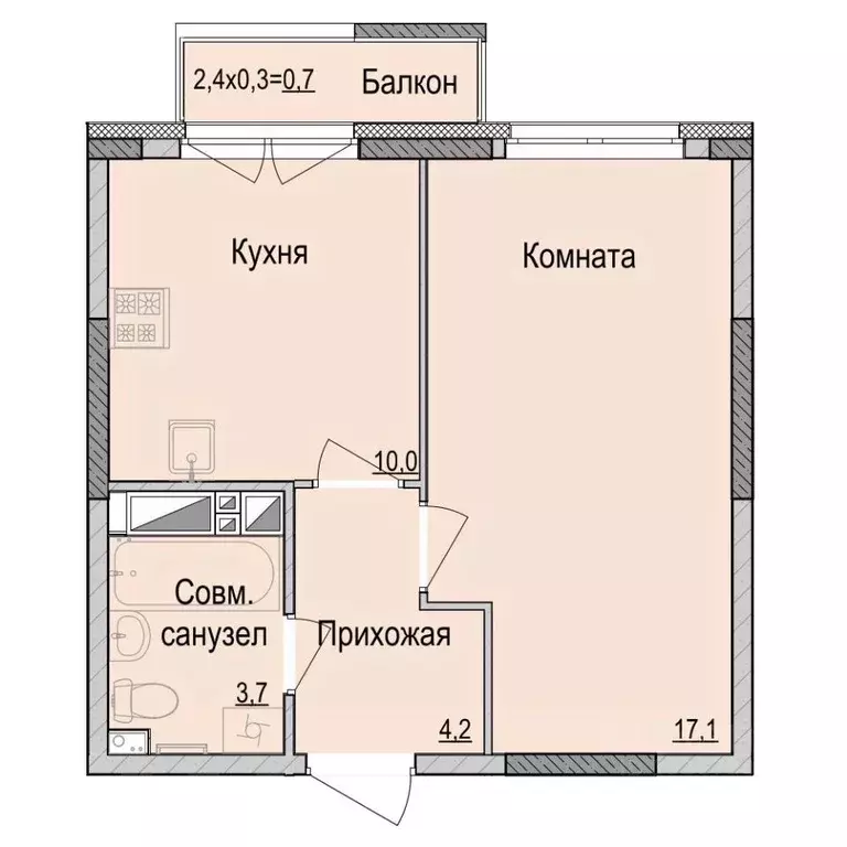 1-к кв. Удмуртия, Ижевск Камбарская ул., 94к1 (35.55 м) - Фото 0