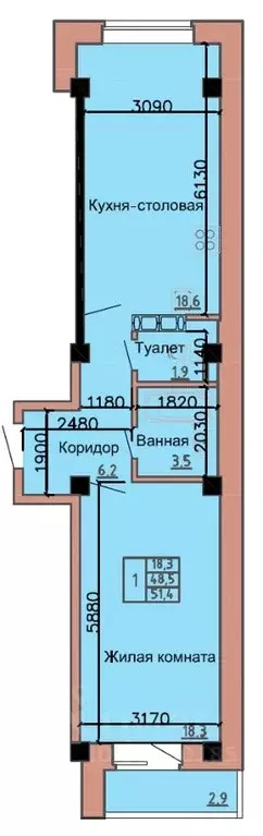 1-к кв. Хакасия, Абакан ул. Ленинского Комсомола, 24/2 (50.0 м) - Фото 0