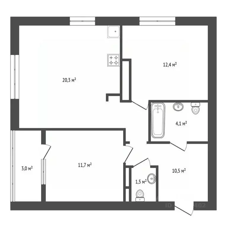 3-к кв. Башкортостан, Уфа ул. Гали Ибрагимова, 5 (62.0 м) - Фото 2