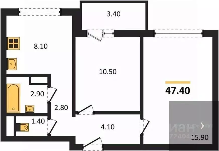 2-к кв. Воронежская область, Воронеж ул. Шибилкина, 9 (47.4 м) - Фото 1