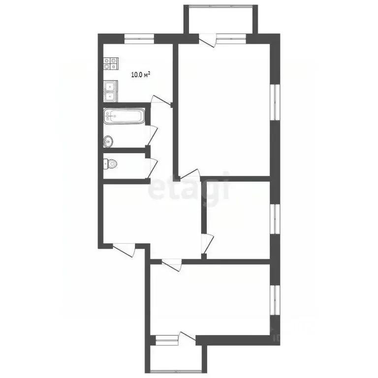 3-к кв. Тамбовская область, Тамбов Коммунальная ул., 72А (82.1 м) - Фото 1