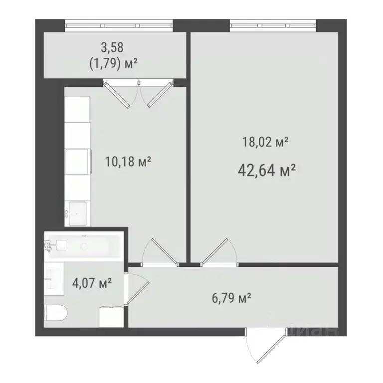 1-к кв. Сахалинская область, Южно-Сахалинск Хомутово п/р,  (40.85 м) - Фото 1