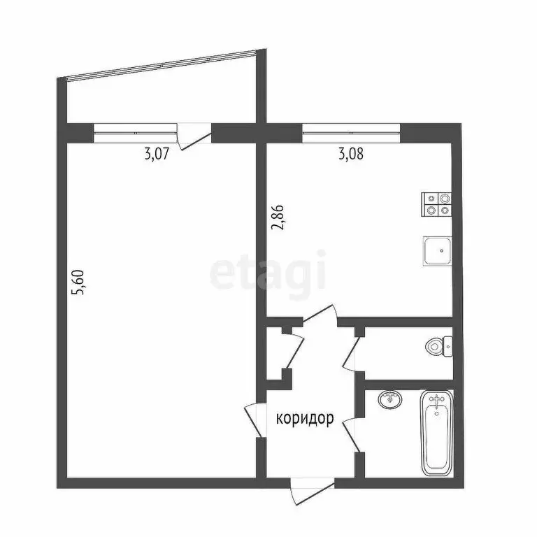 1-комнатная квартира: Тюмень, улица Домостроителей, 10 (33.3 м) - Фото 0