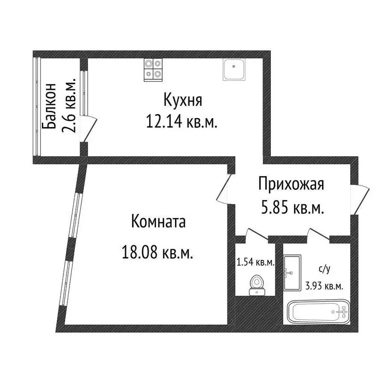 1-комнатная квартира: Краснодар, Гаражная улица, 81/3 (41.5 м) - Фото 1