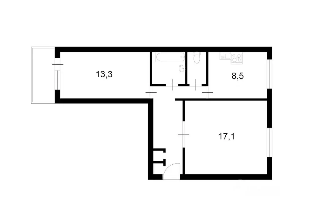 2-к кв. Москва ул. Маршала Катукова, 22к1 (53.3 м) - Фото 2