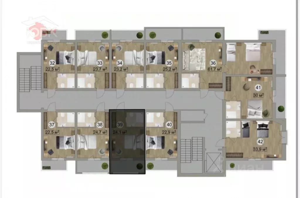 Студия Крым, Черноморское пгт ул. Сигнальная, 2Вс16 (24.0 м) - Фото 2