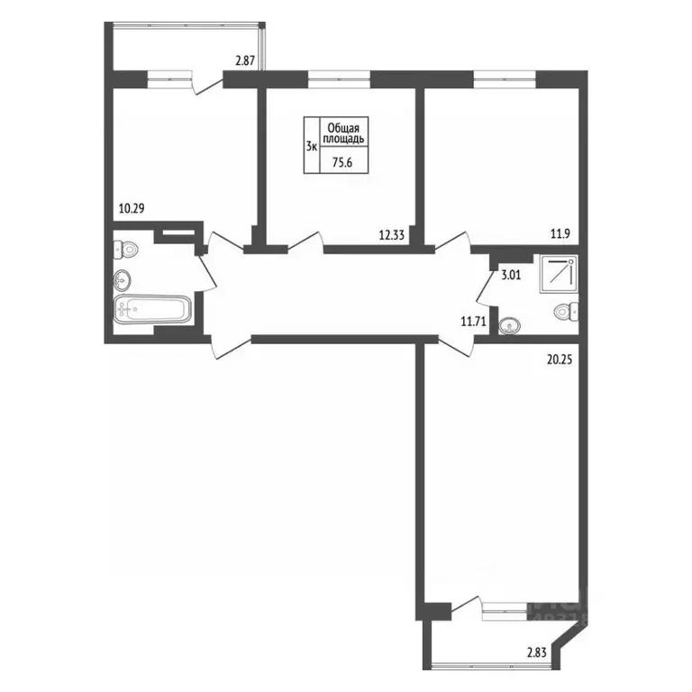 3-к кв. Владимирская область, Владимир ул. Родионовка, 6А (75.5 м) - Фото 1