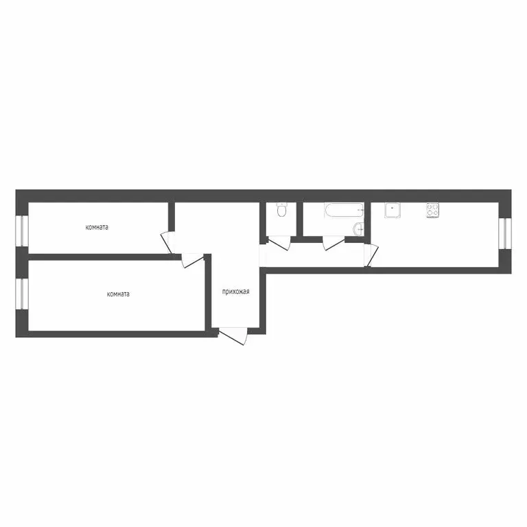 2-комнатная квартира: Сумкино, улица Гагарина, 4 (42.6 м) - Фото 1