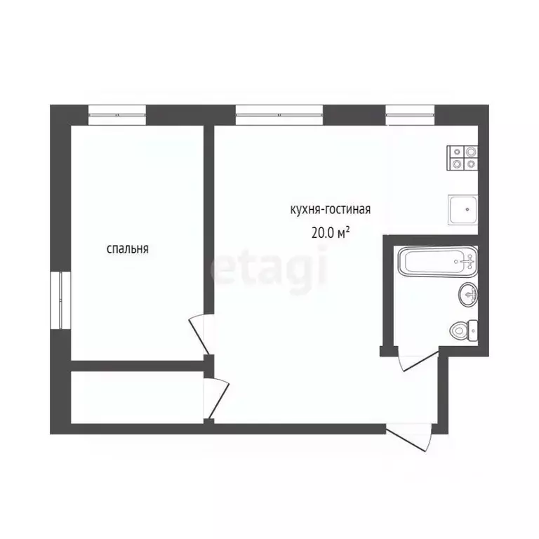 1-к кв. Тюменская область, Тюмень Ямская ул., 99 (42.5 м) - Фото 2