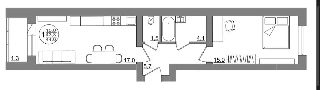 Продаётся 1-к квартира, 44.6 м - Фото 0
