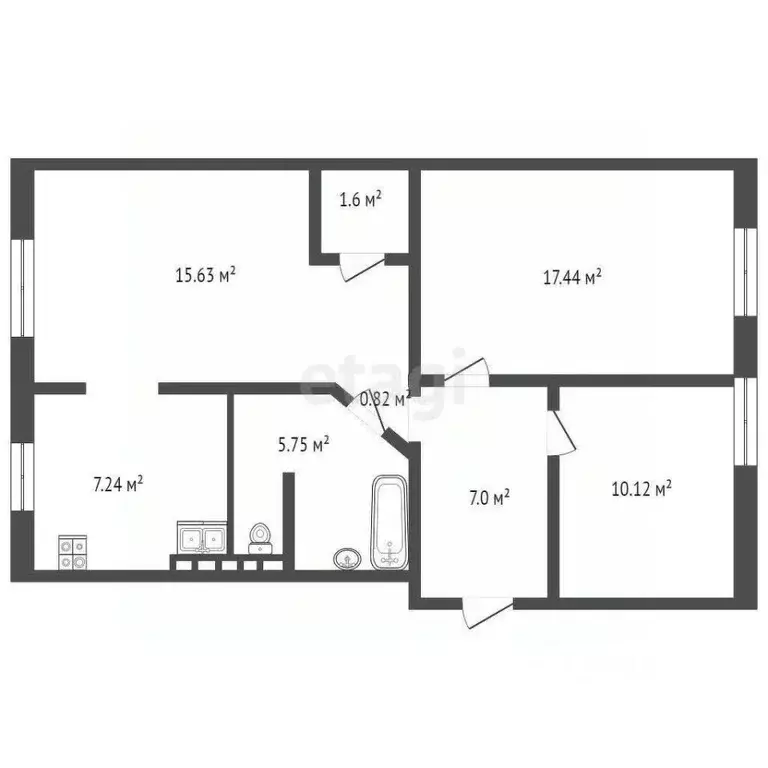 3-к кв. Ямало-Ненецкий АО, Ноябрьск просп. Мира, 6 (65.4 м) - Фото 2