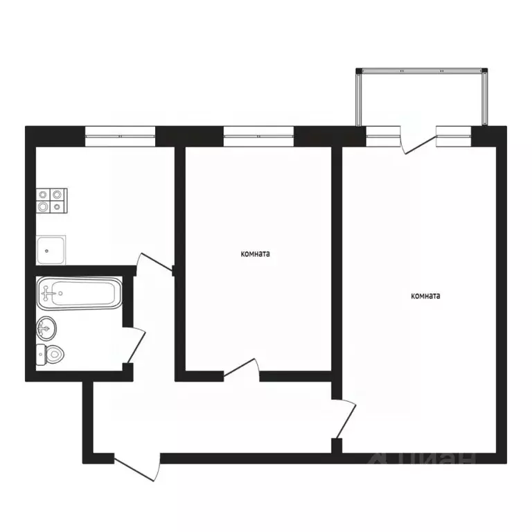 2-к кв. Тюменская область, Тюмень Текстильная ул., 7 (43.7 м) - Фото 1