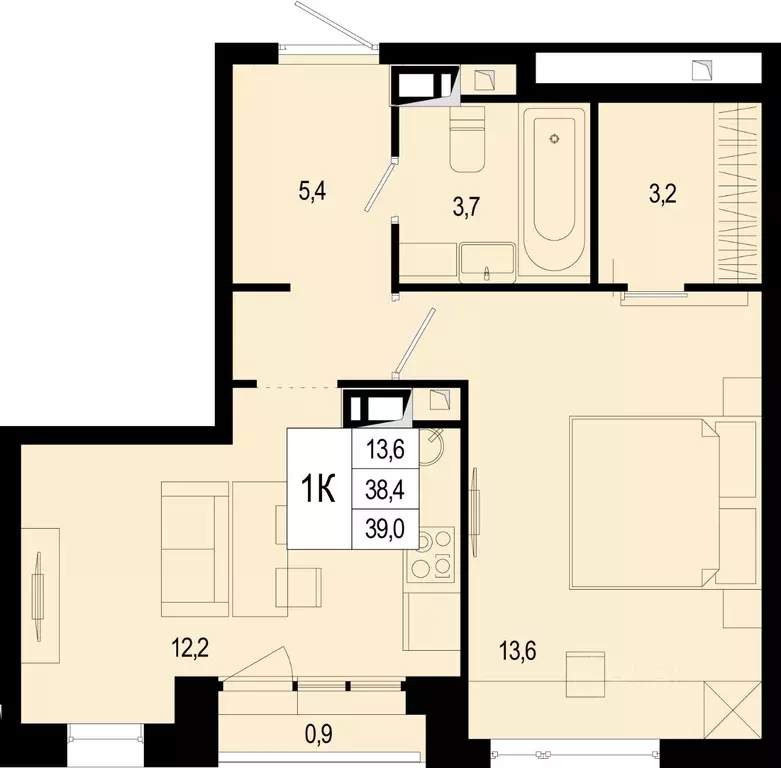 1-к кв. Московская область, Подольск городской округ, д. Борисовка ... - Фото 1