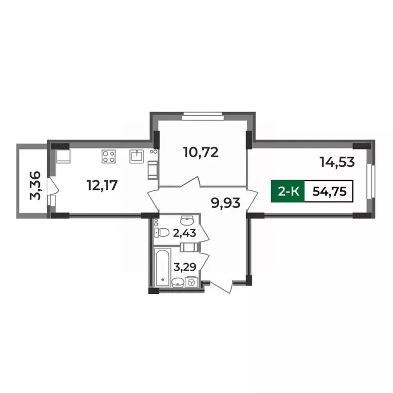 2-к кв. Владимирская область, Ковров Еловая ул., 11 (54.75 м) - Фото 0