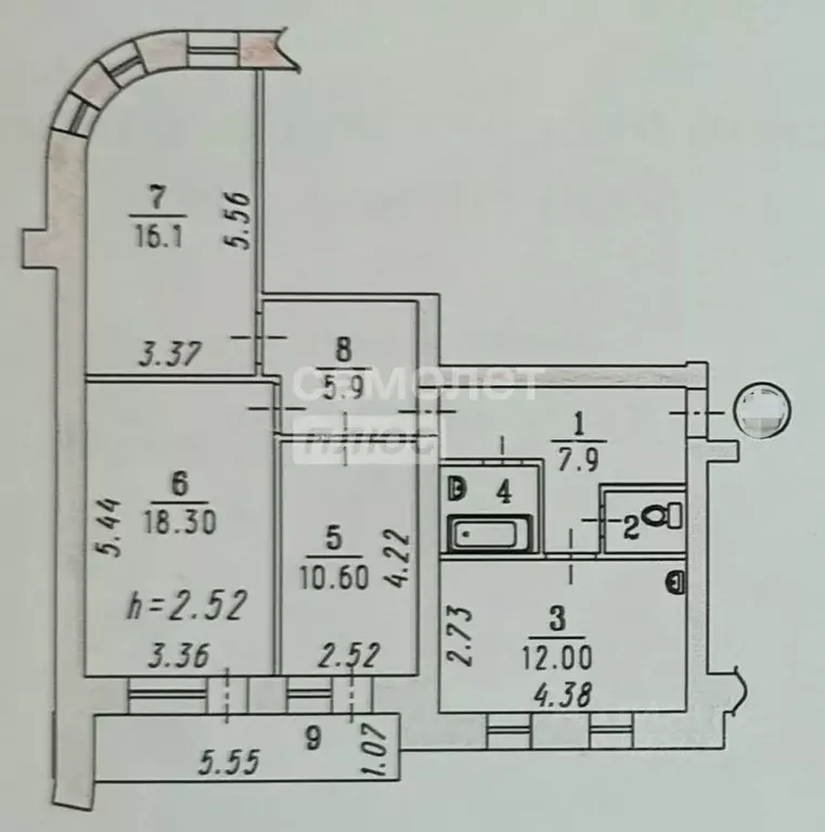 3-к кв. Омская область, Омск Солнечный мкр, ул. Комкова, 4/1 (77.4 м) - Фото 1