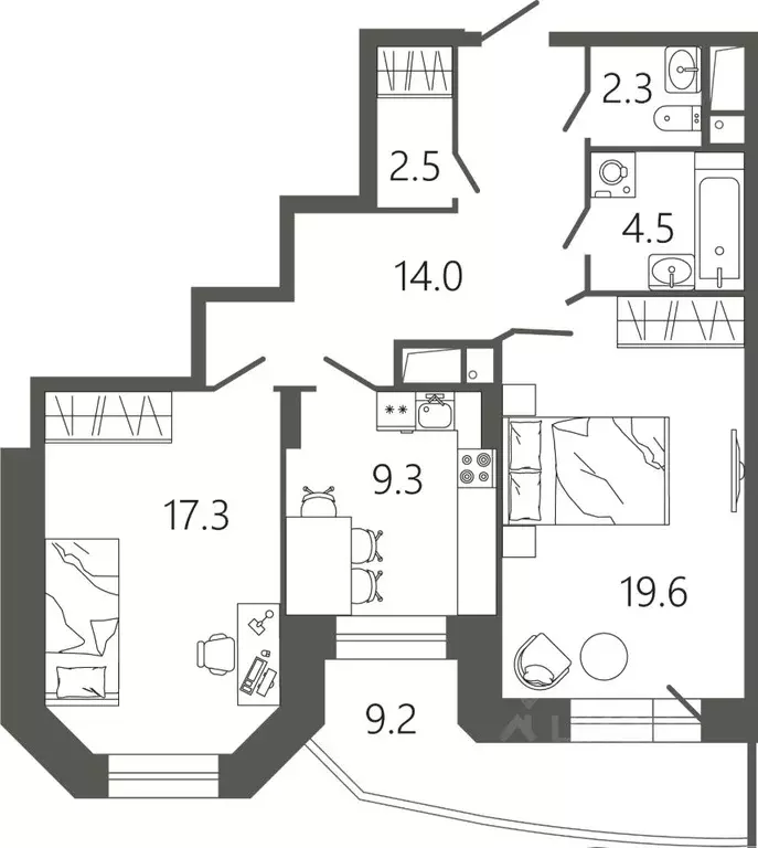 2-к кв. Московская область, Подольск Климовск мкр, ул. Советская, 18к2 ... - Фото 1