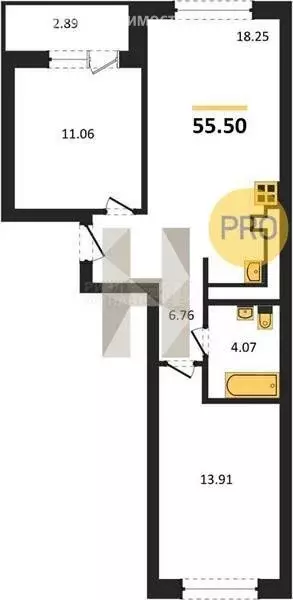 2-комнатная квартира: Пионерский, улица Гептнера, 21 (55.8 м) - Фото 0