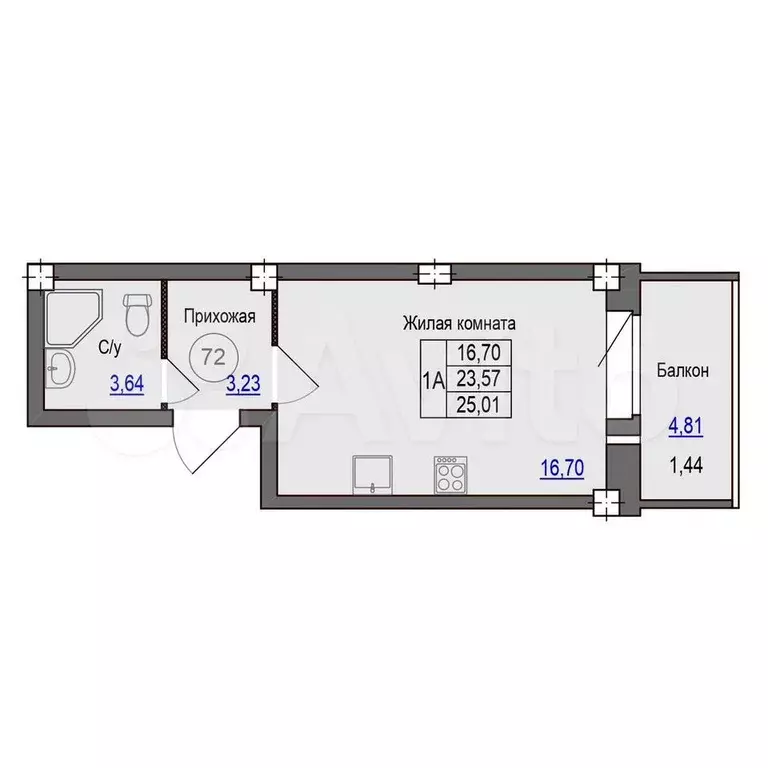 Квартира-студия, 25 м, 2/9 эт. - Фото 0
