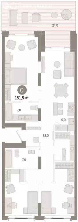 2-комнатная квартира: Тюмень, Причальная улица, 5 (139.1 м) - Фото 2