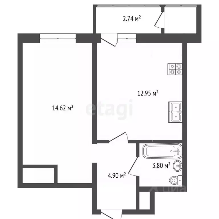 1-к кв. Крым, Симферополь ул. Грибоедова (38.25 м) - Фото 2