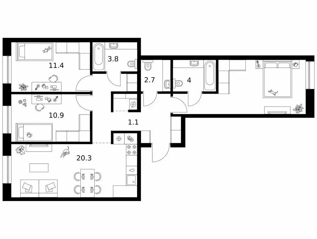 3-комнатная квартира: Санкт-Петербург, ЖК Шкиперский 19, к2 (82.4 м) - Фото 1