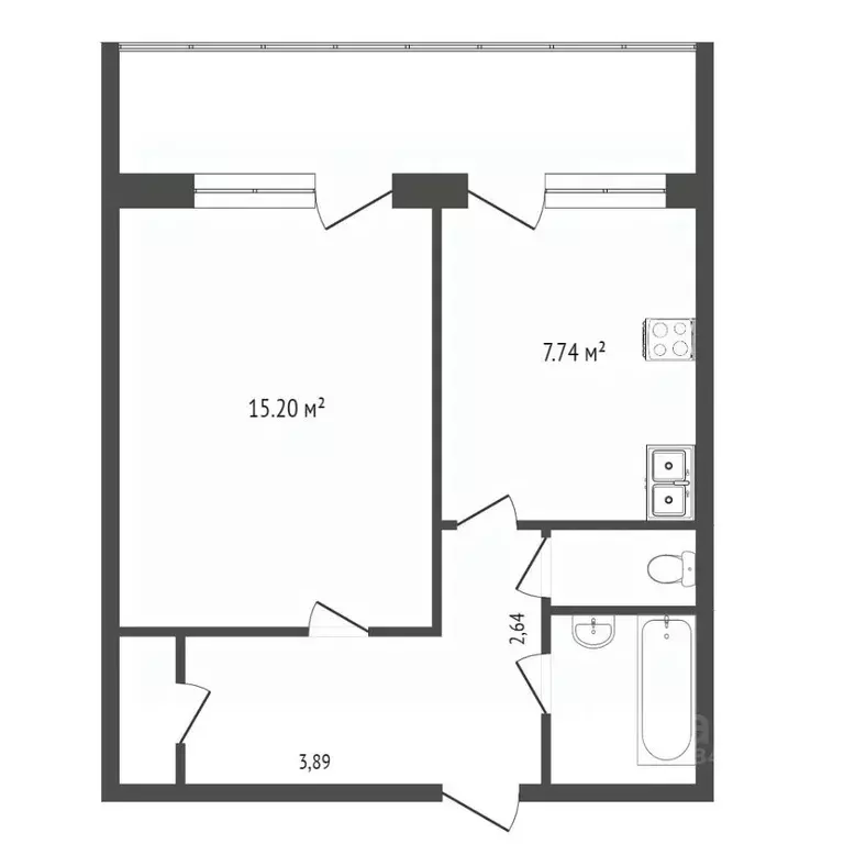 1-к кв. Тюменская область, Тюмень ул. Мельникайте, 46 (33.1 м) - Фото 1