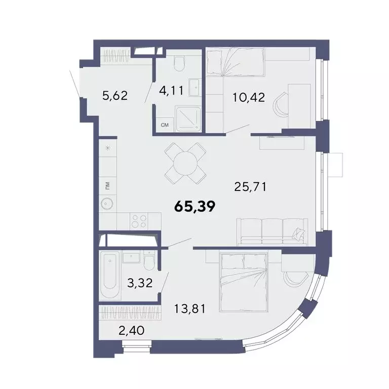 2-комнатная квартира: Екатеринбург, Онежская улица, 4 (65.4 м) - Фото 0