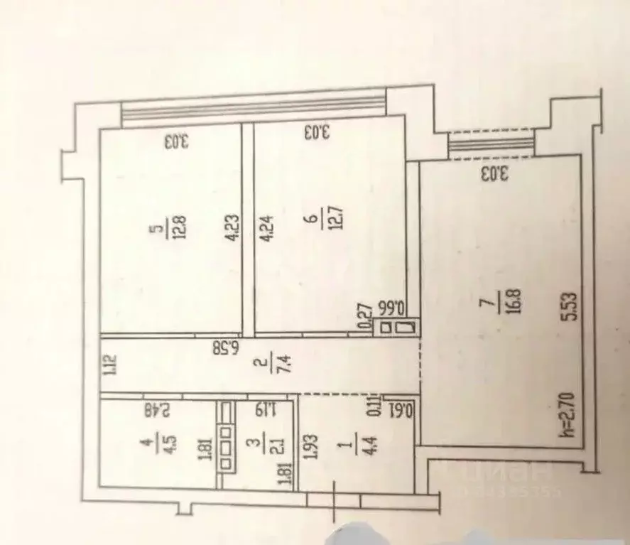 2-к кв. Алтайский край, Барнаул ул. Сергея Семенова, 27к2 (60.7 м) - Фото 1