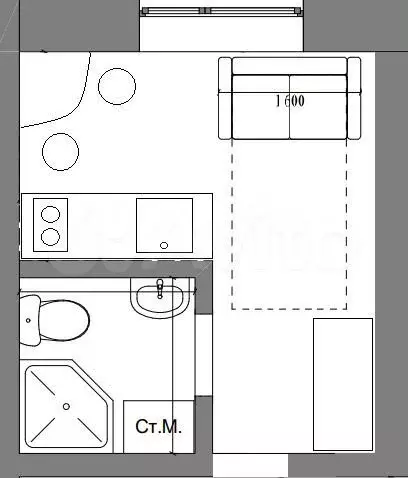 Апартаменты-студия, 10 м, 1/5 эт. - Фото 0