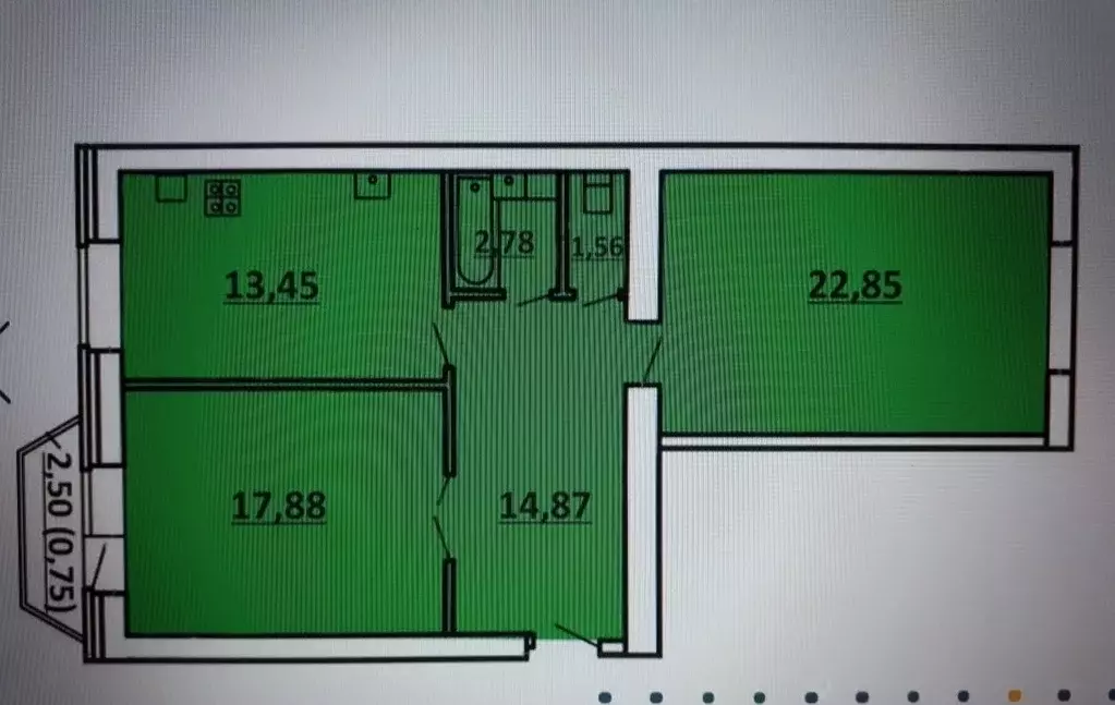 Продаётся 2-к квартира, 74.1 м - Фото 1