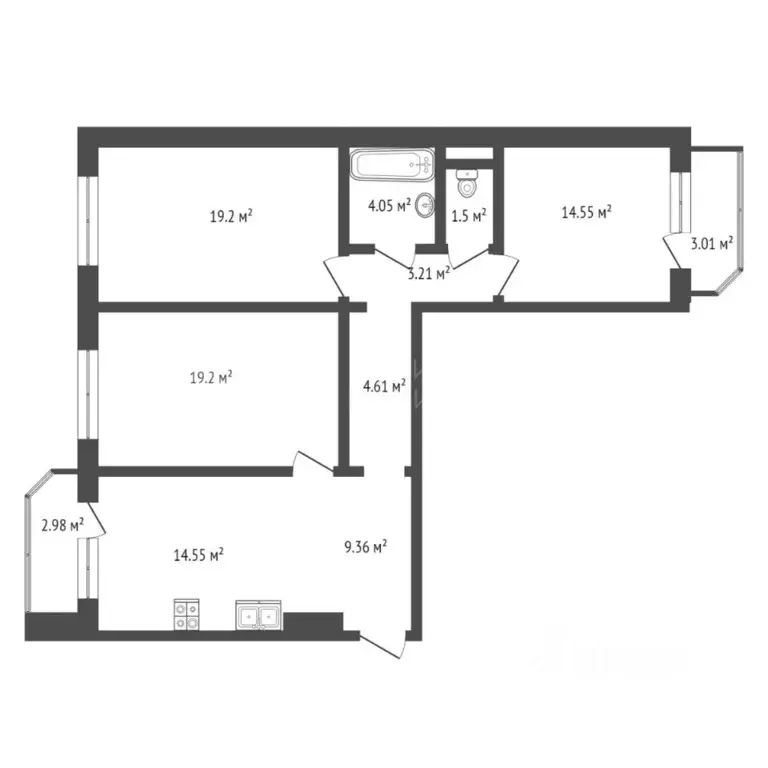 3-к кв. тюменская область, тюмень ул. николая никитина, 4к1 (92.0 м) - Фото 1