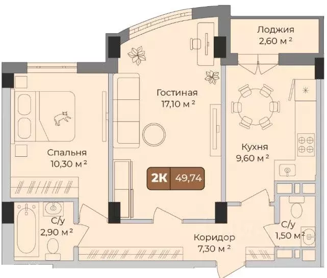 2-к кв. Краснодарский край, Краснодар Музыкальный мкр, ул. Имени ... - Фото 0