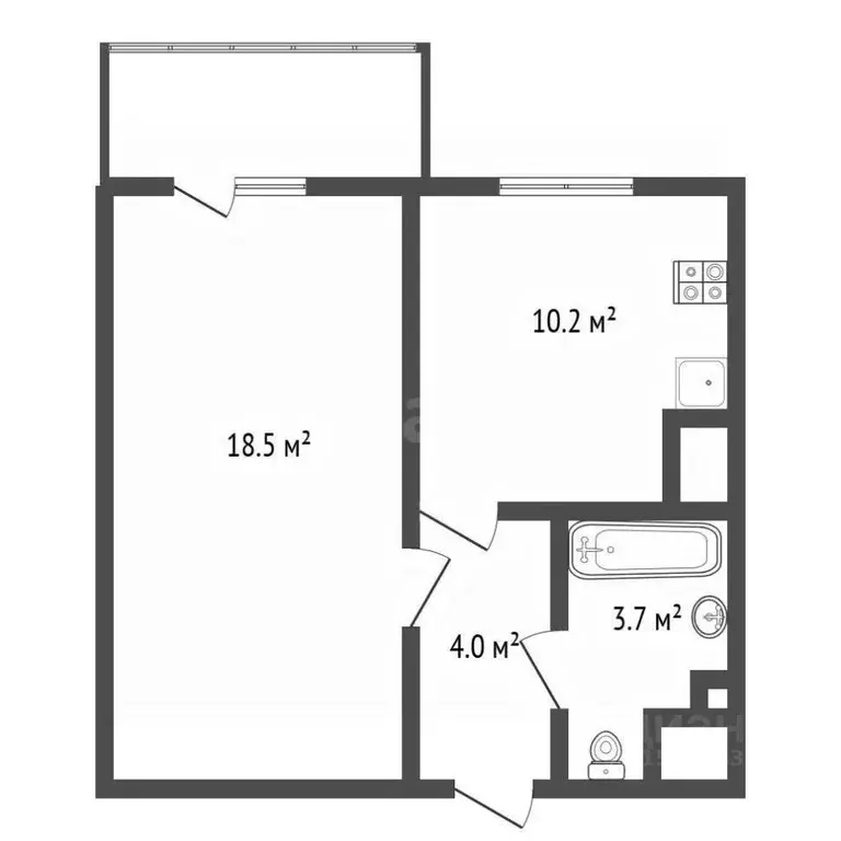 1-к кв. Санкт-Петербург Южное ш., 55к5 (36.4 м) - Фото 2
